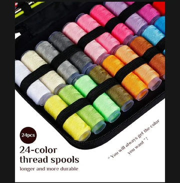 98 PCS Sewing Kit, Portable Sewing kit Box Sewing Supplies Accessories with 24Pcs Thread Spools, Scissors, Thread Needles, Tape Measure for Adults, Beginners, Emergency, Travel & Home