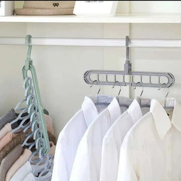 Magic Hanger - 9 hole closet organizer - space saving magic plastic hangers - organizer 9 hole hangers for clothes paints trousers shirt hanger 9 in 1 hangers - Multi Purpose Hanger - Clothes Plastic Hanger - High Quality Hanger