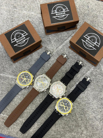 Makran Chrono Sport Watch – Premium Silicone Strap Collection