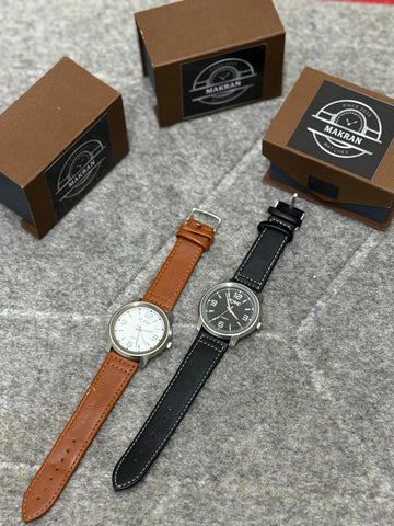 Makran Classic Leather Strap Watch – Minimal Dial Edition