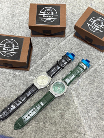 Makran Luxury Square Dial Watch – Crocodile Leather Edition