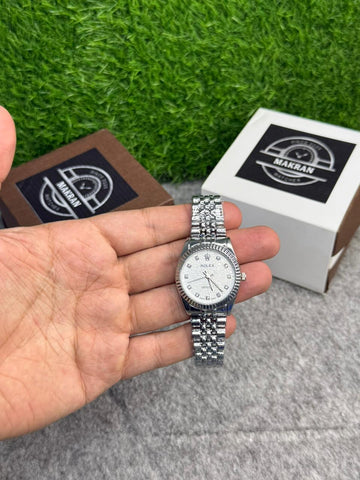Elegant Silver Datejust Style Women's Watch - Jubilee Edition