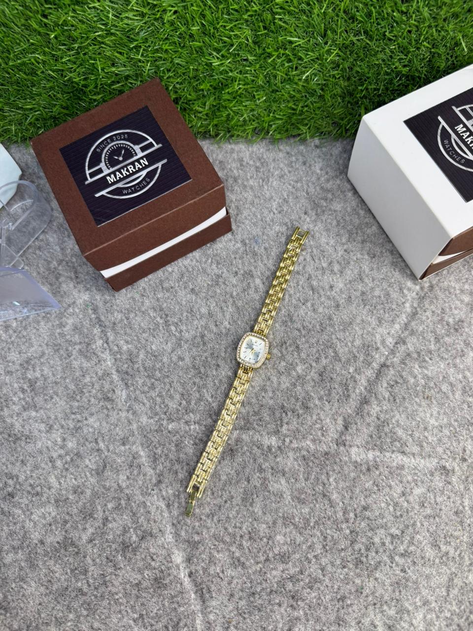 Vintage-Inspired Gold Petit Square Jewelry Watch