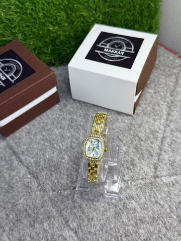 Vintage-Inspired Gold Petit Square Jewelry Watch