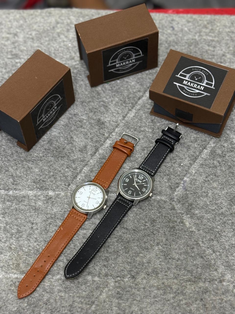 Makran Classic Leather Strap Watch – Minimal Dial Edition